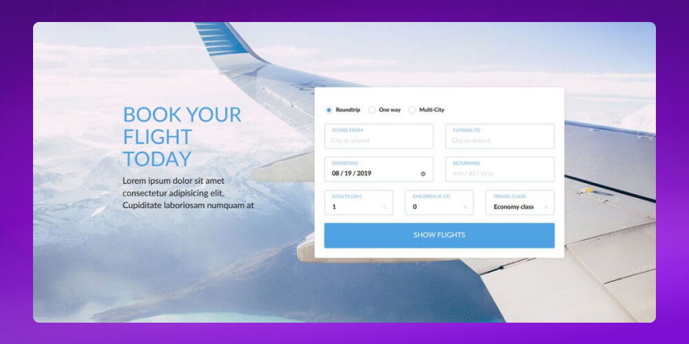 trang dịch vụ web bán vé máy bay