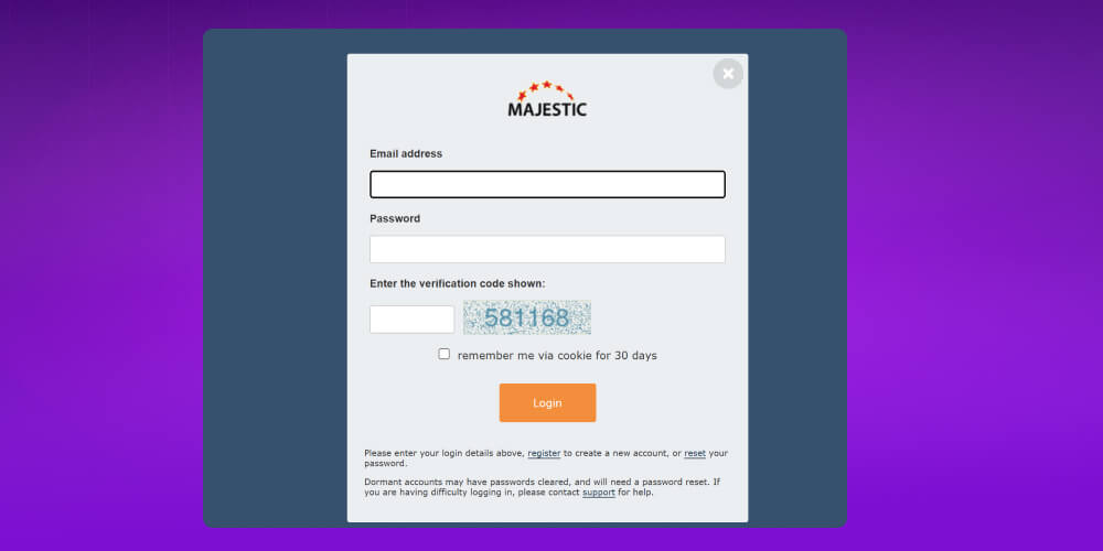 truy cập Majestic SEO