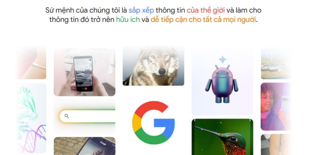 Ví dụ về content giới thiệu website của Google