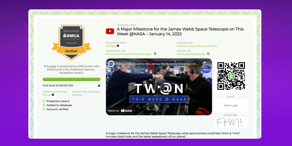 Vì sao nên đăng ký DMCA 