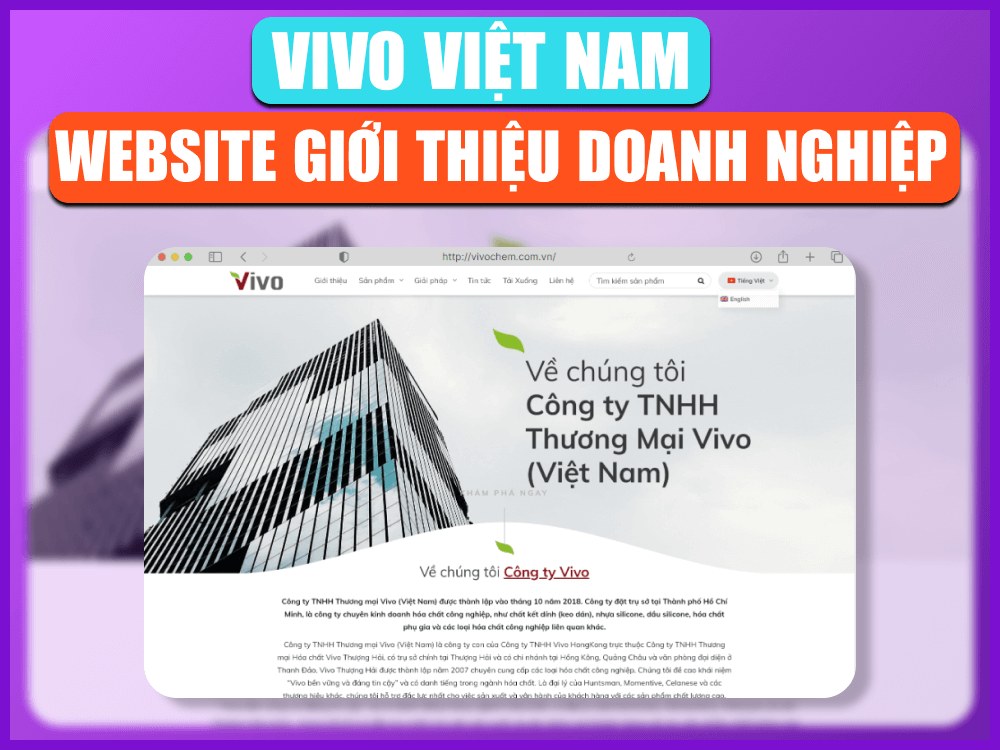 Vivo Việt Nam - Dự án website giới thiệu công ty bán hàng công nghiệp