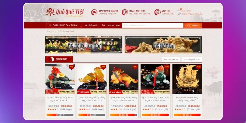 Thiết kế web bán đồ phong thuỷ giúp quảng bá thương hiệu