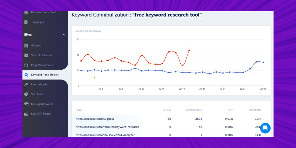Tìm keyword cannibalization bằng SEO Scout