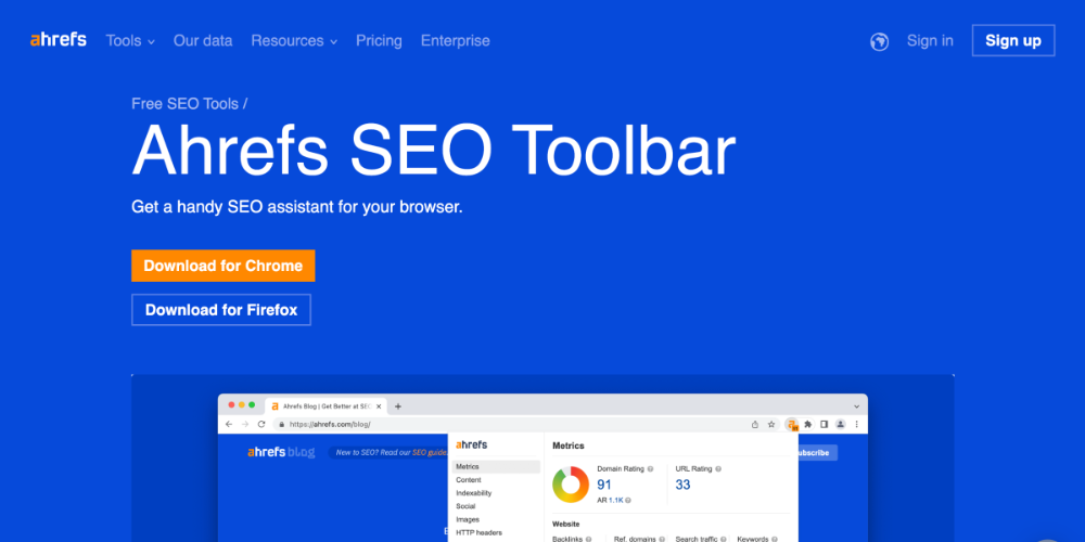 công cụ seo web ahrefs seo toolbar