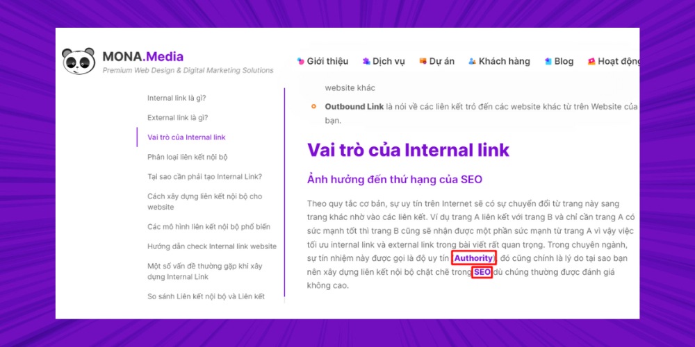 Internal link trong cấu trúc silo