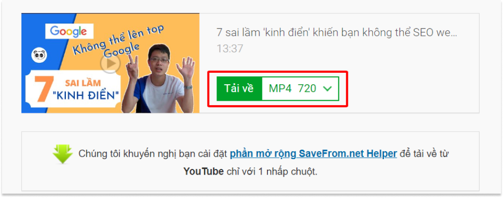 Reup Youtube bằng savefrom 3