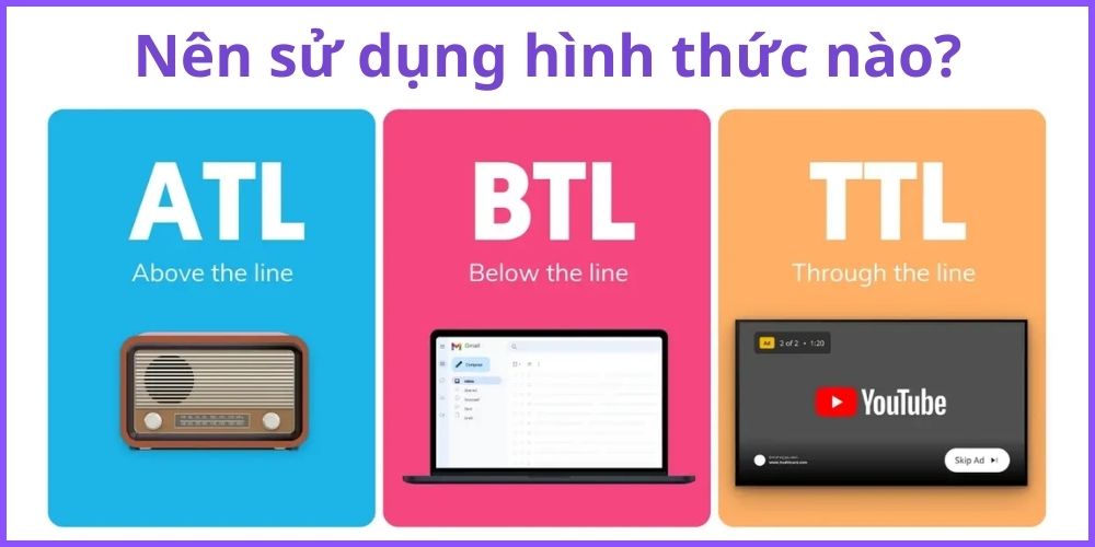nên sử dụng above the line, below the line hay through the line