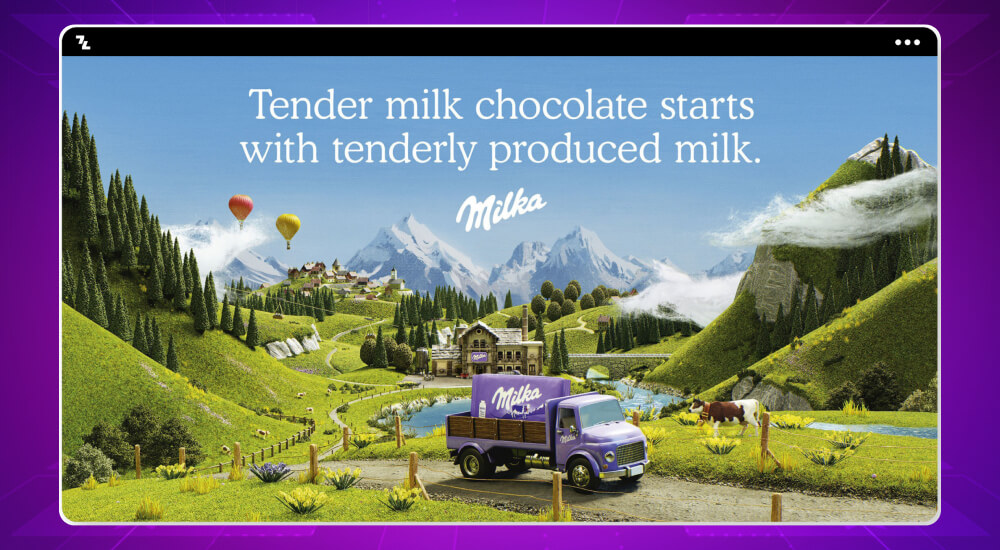 Ví dụ key visual của thương hiệu Milka