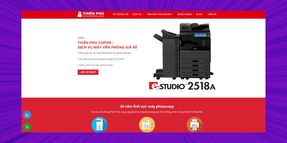 Ví dụ Website thiên phú copier tập trung vào 1 thị trường ngách