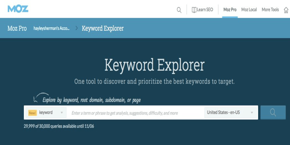 cách sử dụng moz keyword explorer