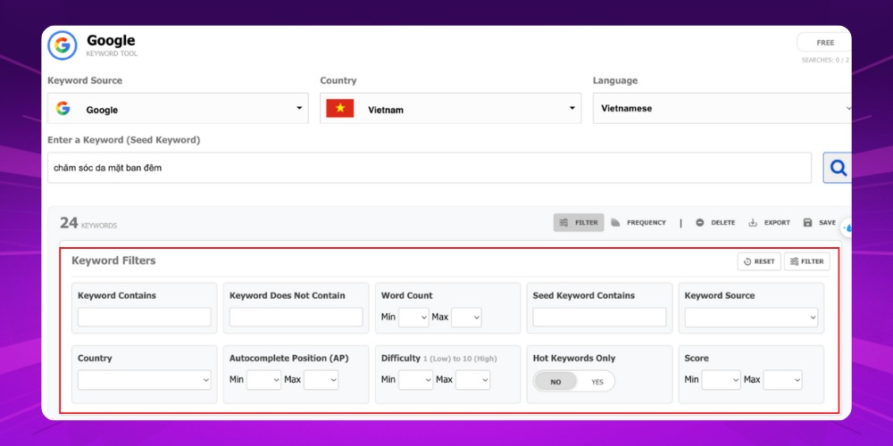 Lọc từ khóa trên chính công cụ nghiên cứu từ khóa Keyword Tool Dominator Lọc từ khóa trên chính công cụ nghiên cứu từ khóa Keyword Tool Dominator