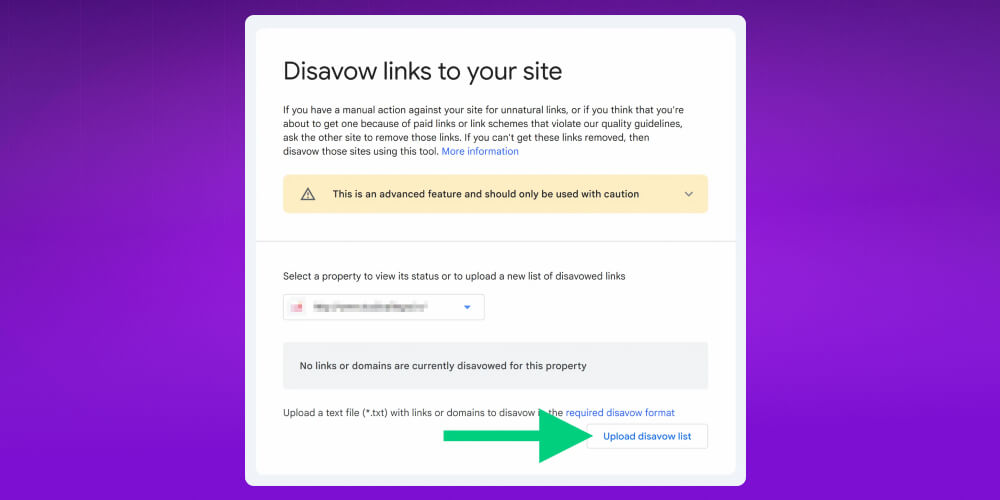 tải lên file Disavow Link