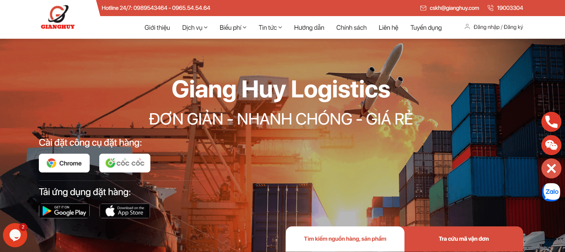 Thiết kế website nhập hàng Trung Quốc cho khách hàng Giang Huy