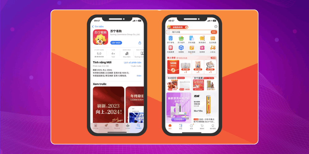 App mua hàng Trung Quốc tiếng Việt Suning