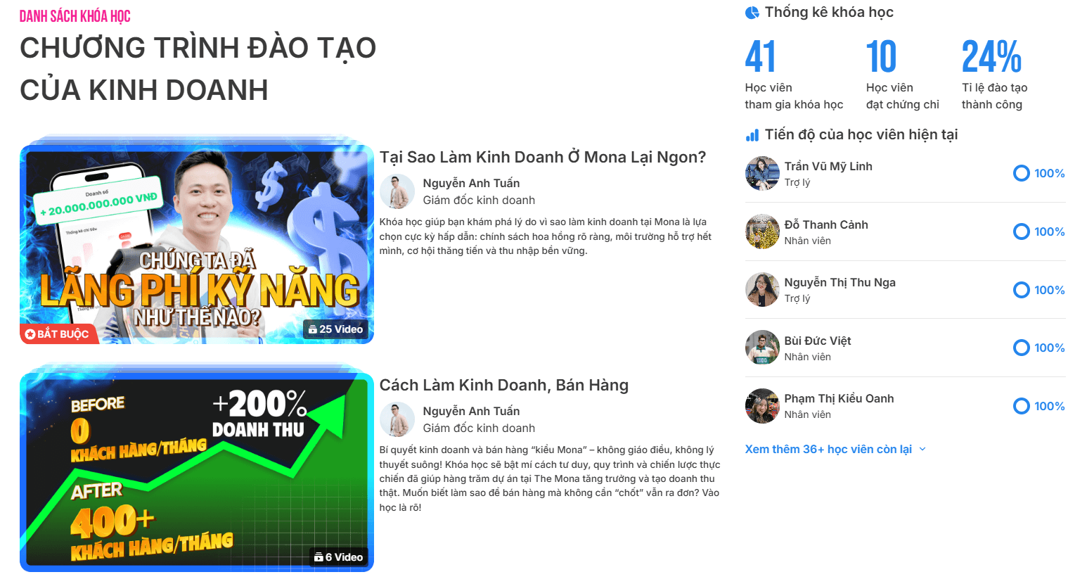 Chương trình đào tạo kinh doanh bài bản trên SkillHub