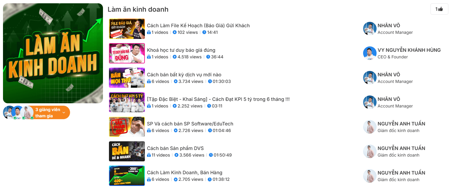 Khóa học kinh doanh trên MONA SkillHub