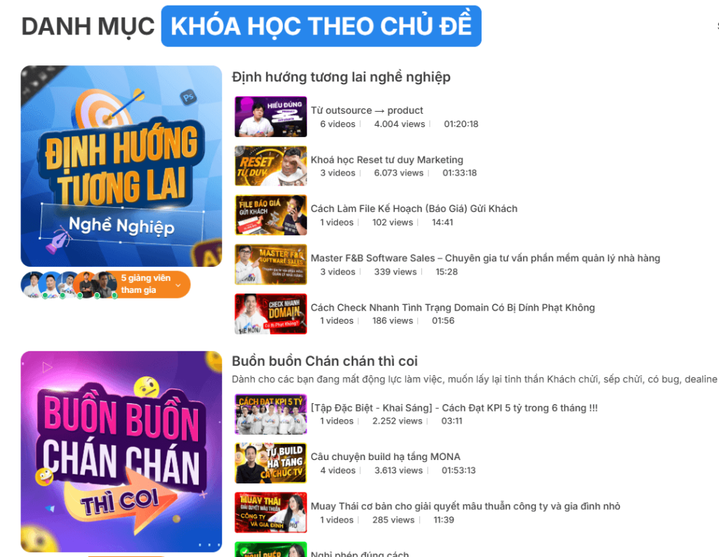 Các khóa học đa dạng trên MONA SkillHub