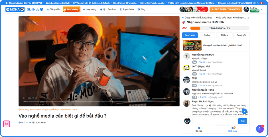 Lộ trình học tập được cá nhân hóa trên MONA SkillHub