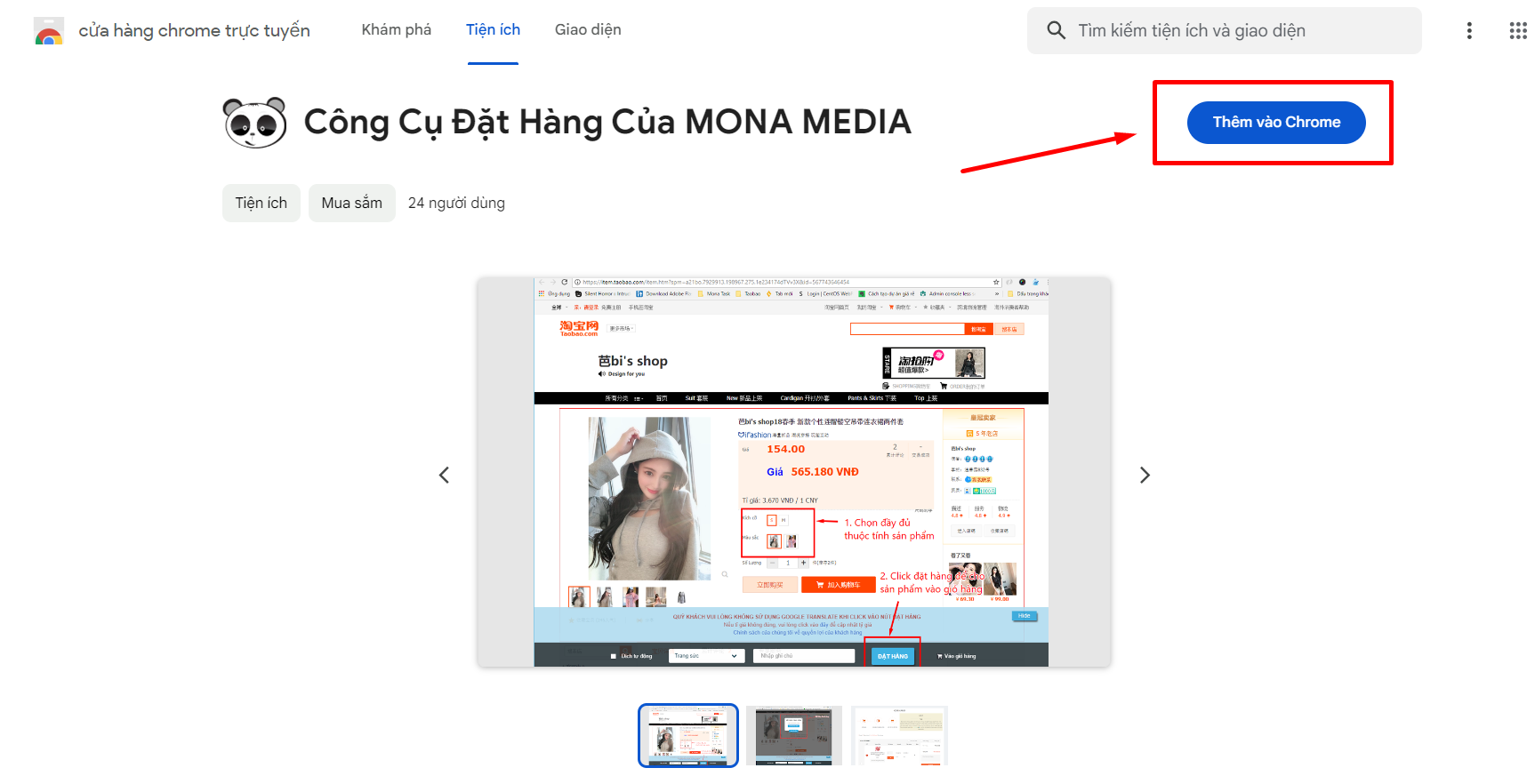 Extension đặt hàng Trung Quốc - Mona Media