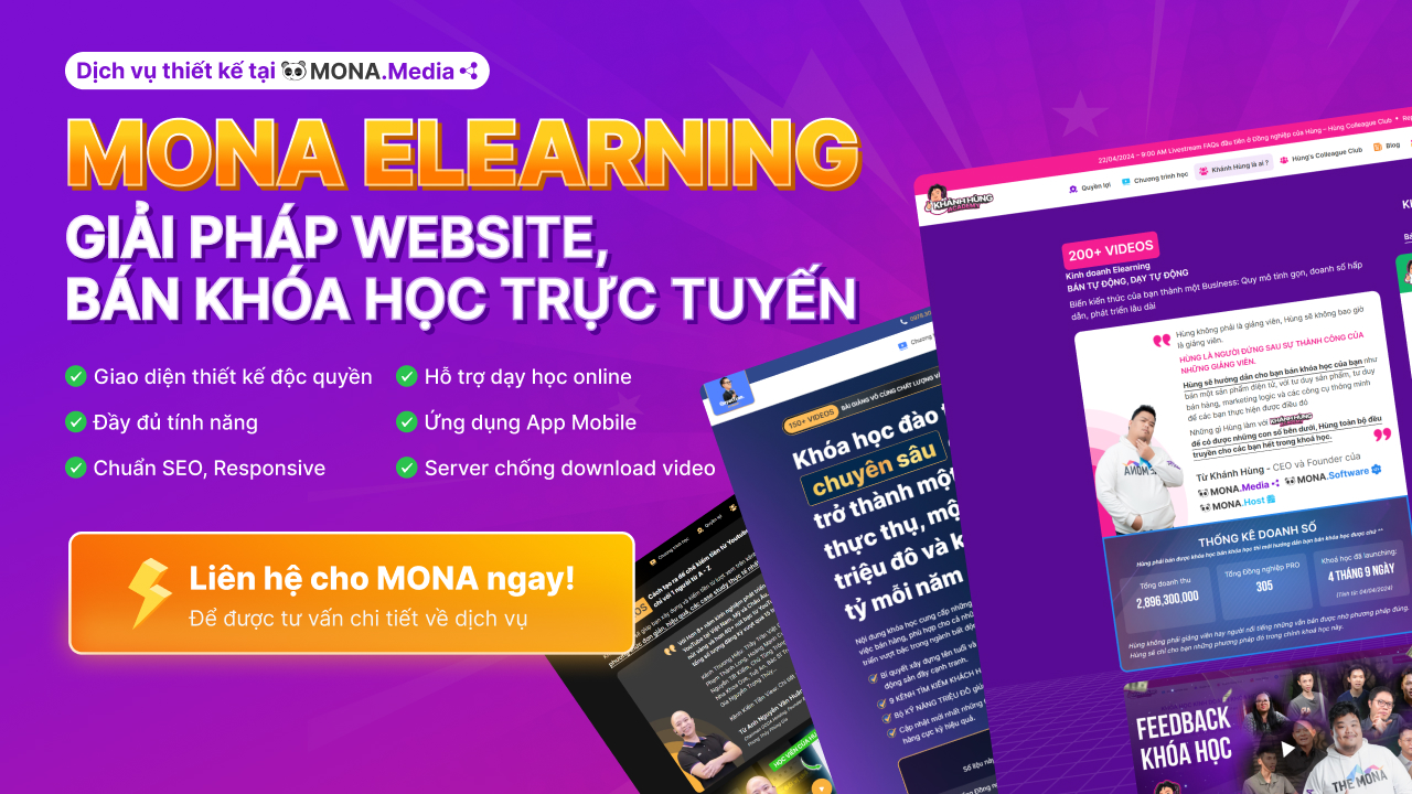 Dịch vụ thiết kế website học trực tuyến MONA Elearning