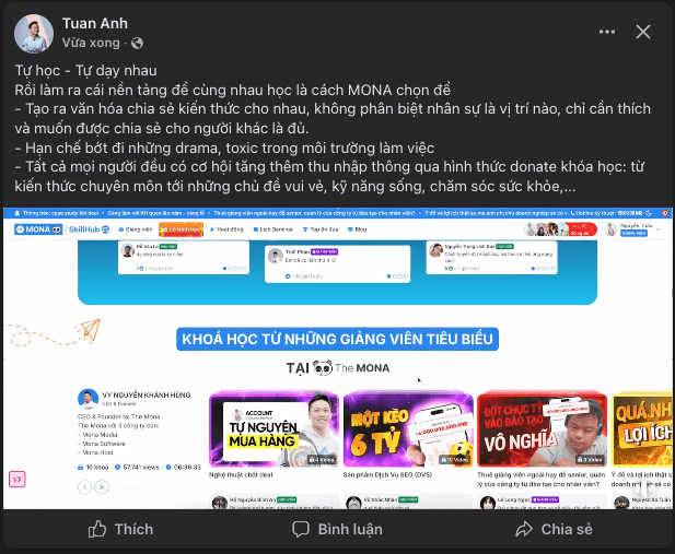 Khóa học của anh Tuấn