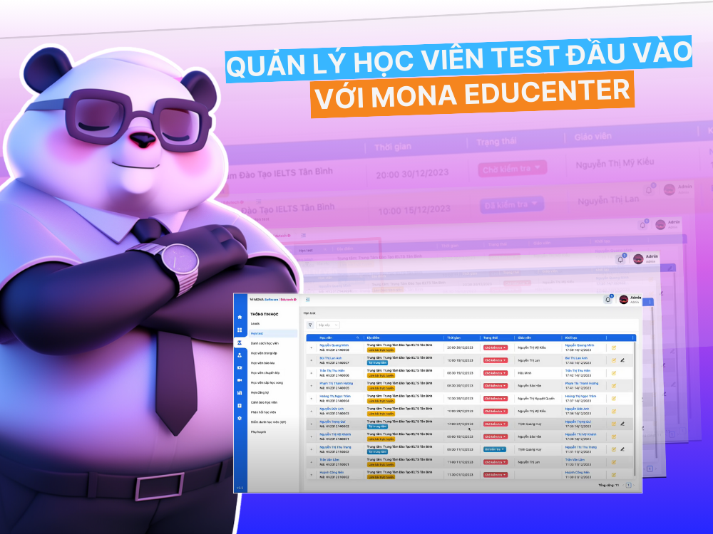 Hướng dẫn quản lý học viên Test đầu vào trên phần mềm MONA EduCenter