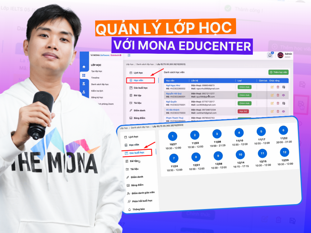 Hướng dẫn quản lý lớp học trên phần mềm MONA EduCenter
