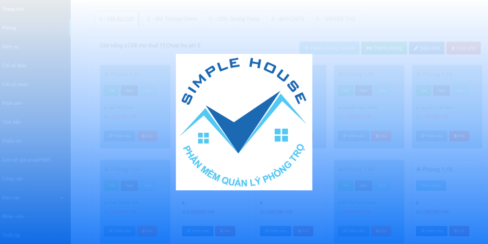 phần mềm quản lý nhà trọ trên điện thoại Simple House