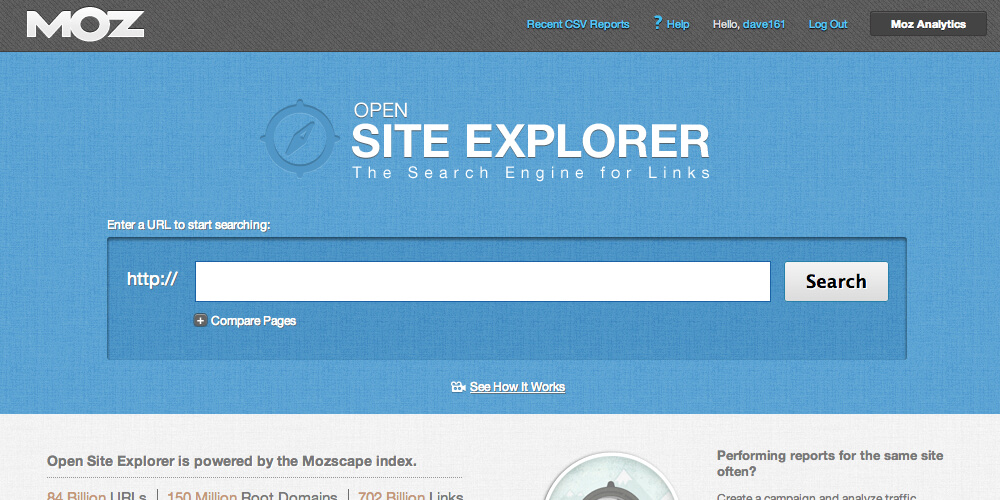 Tools kiểm tra backlink Open Site Explorer