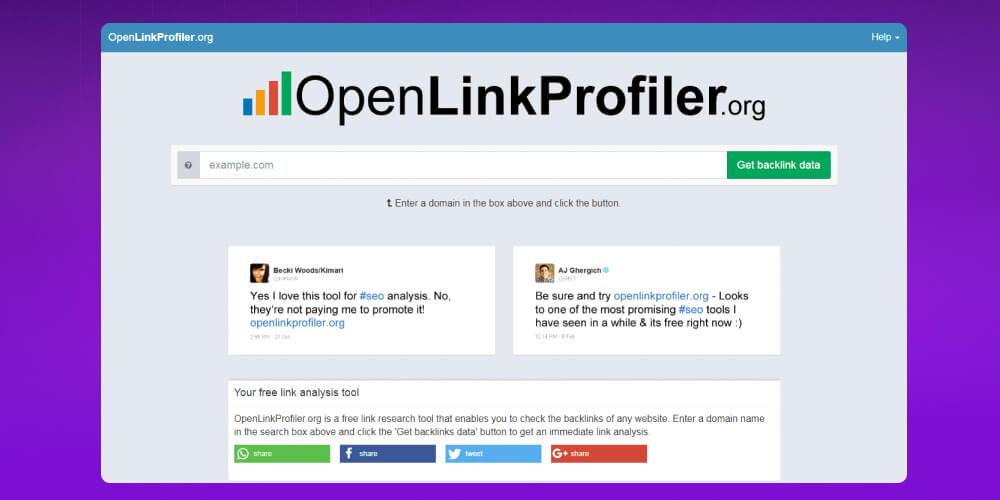 Open Link Profiler check backlink