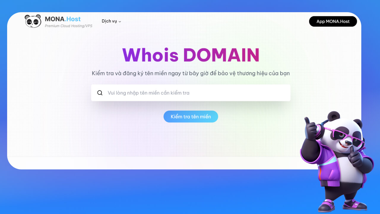 Kiểm tra tên và đăng ký tên miền  tại whois mona host