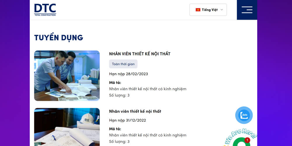 Tính năng tuyển dụng nên có khi thiết kế website xây dựng