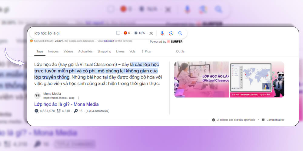 Ví dụ về Featured Snippets