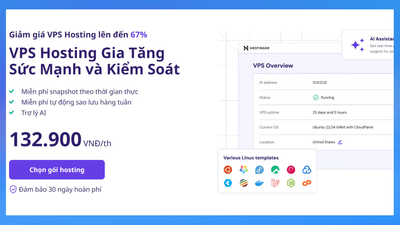 Đăng ký VPS uy tín tại Hostinger