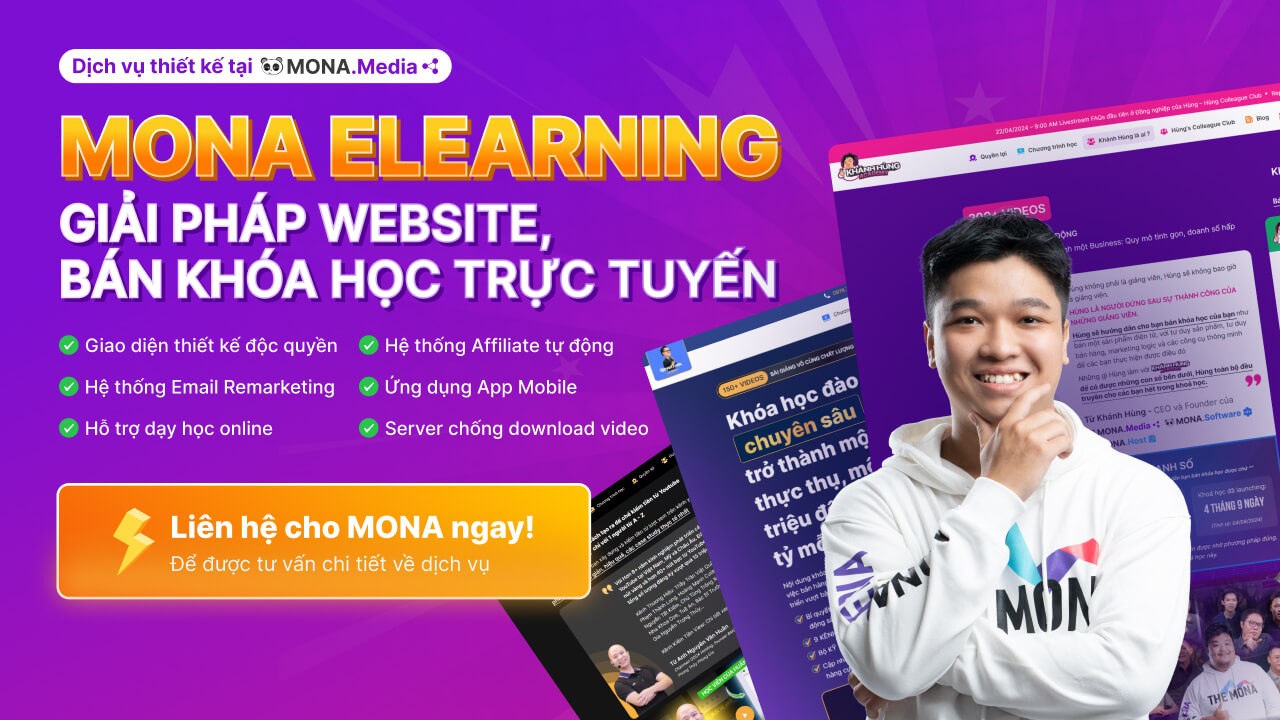 Hệ thống MONA Elearning, giải pháp website bán khóa học online