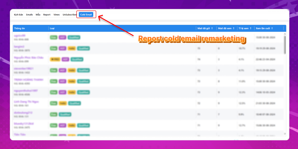 Report cold email remarketing