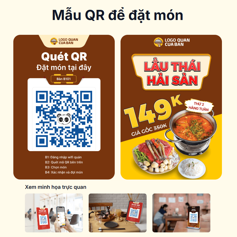 Tính năng đặt món tiện lợi bằng mã QR