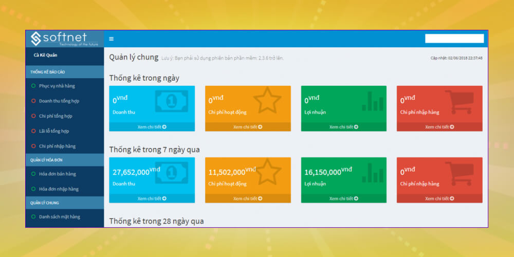 Website quản lý nhà hàng SoftNet Restaurant