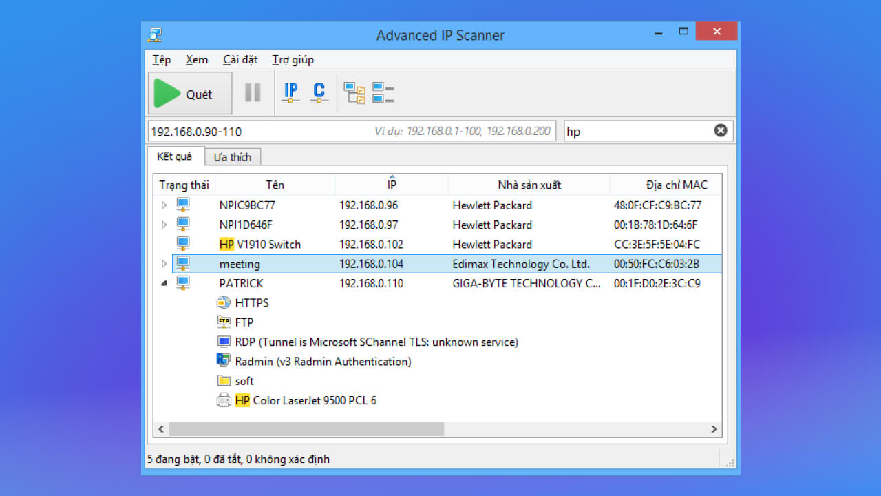 Tìm địa chỉ IP của máy tính khác bằng Advanced IP Scanner