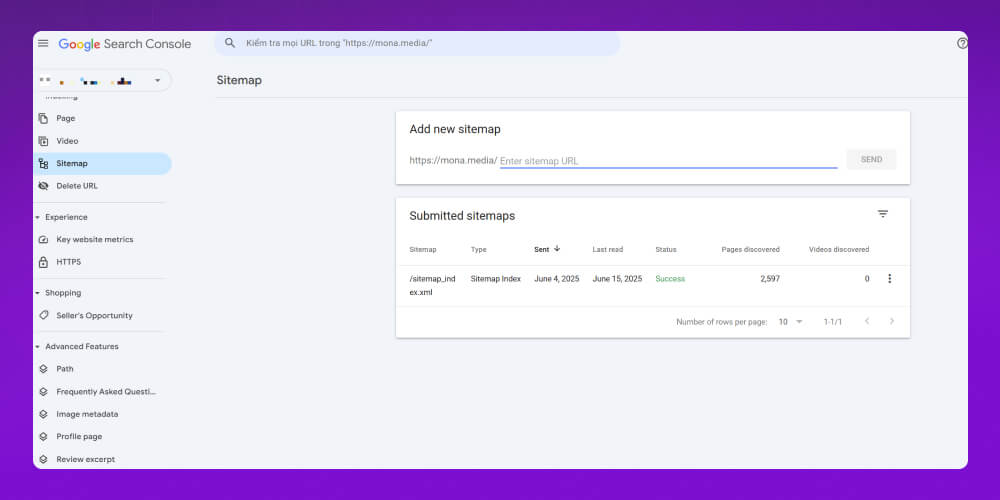Tích hợp Google Search Console 
