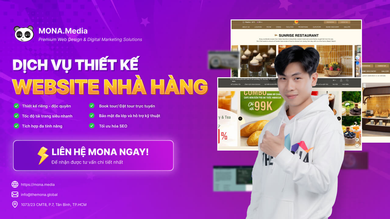 Gói thiết kế website nhà hàng ẩm thực tại MONA Media