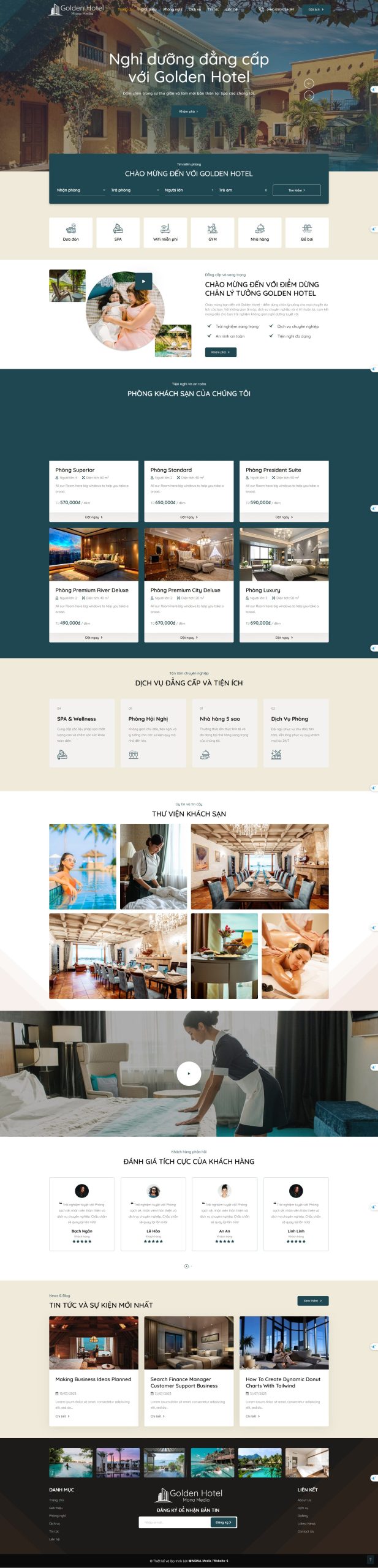 Mẫu 1:  Web hotel - resort - villa giao diện đẹp mắt, chuyên nghiệp