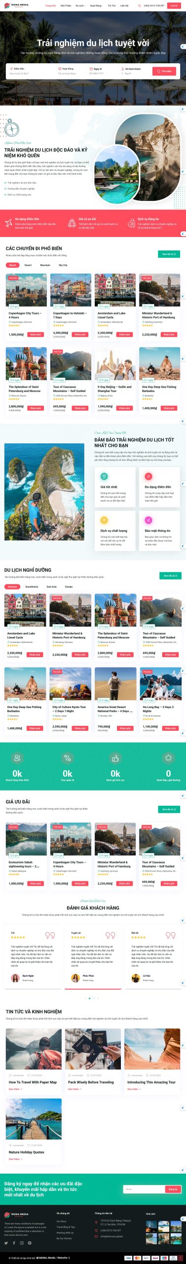 Mẫu 1: Website hotel, khách sạn thiết kế giao diện bắt mắt, chuẩn UX/UI