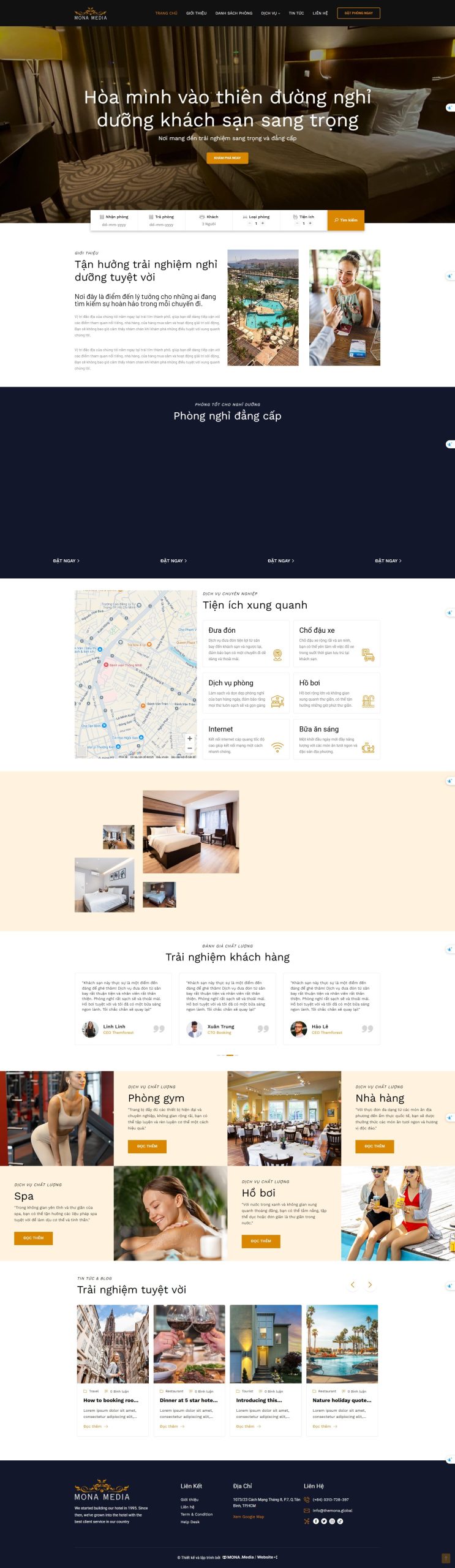 Mẫu 2: Giao diện website resort, khu nghỉ dưỡng phong cách sang trọng
