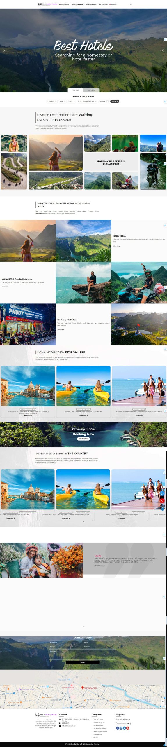 Mẫu 3: Template website du lịch, booking tour đẹp và chuyên nghiệp