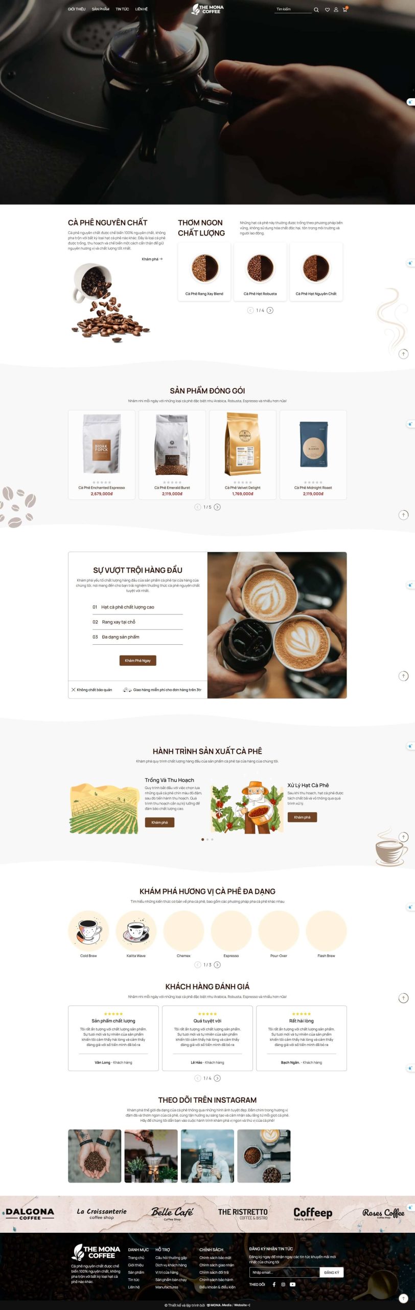 Mẫu 1: Website bán cà phê sang trọng và hiện đại 