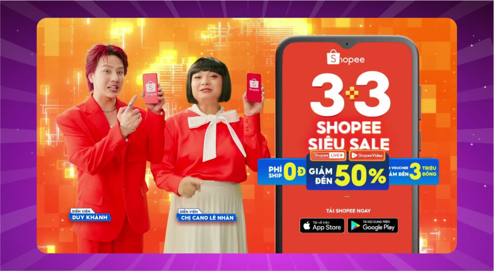 Màu sắc trong TVC Shopee theo màu cam