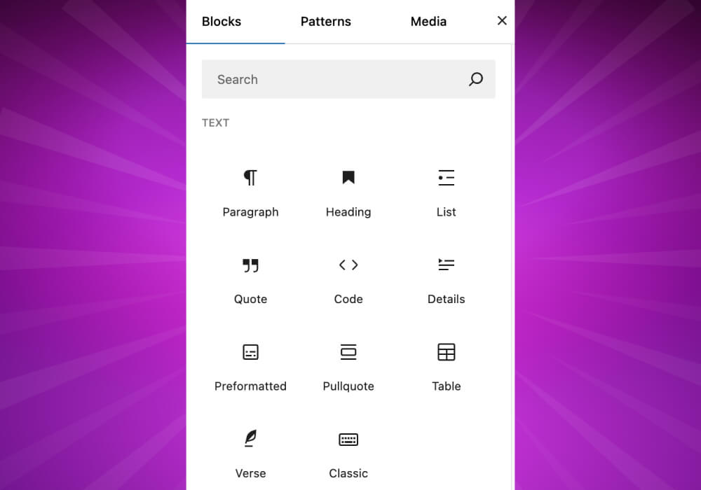 Các danh mục trong block
