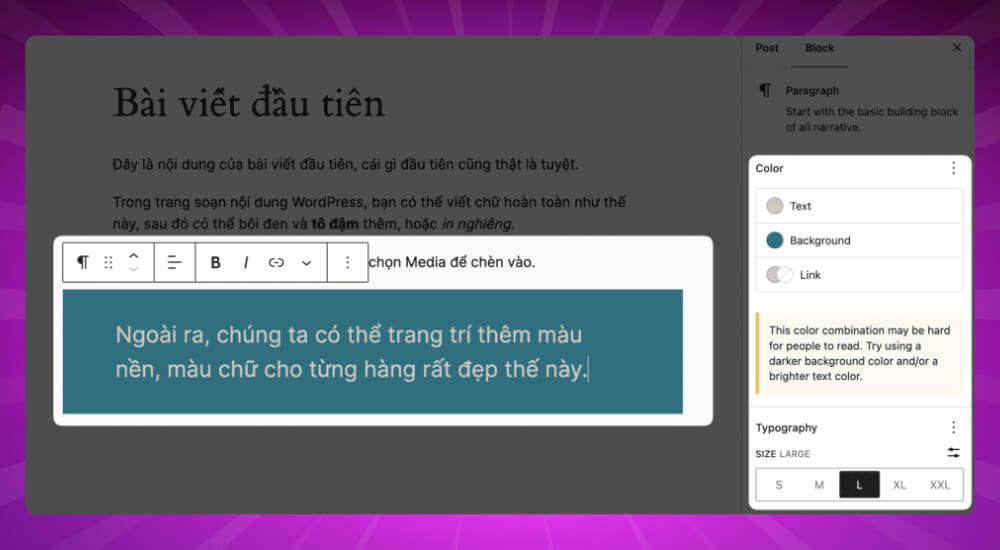 Hướng dẫn thêm màu chữ và màu nền