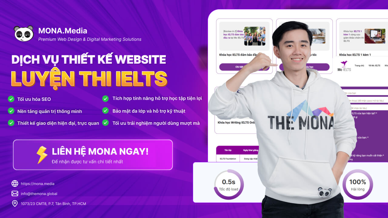 thiết kế website IELTS tại MONA